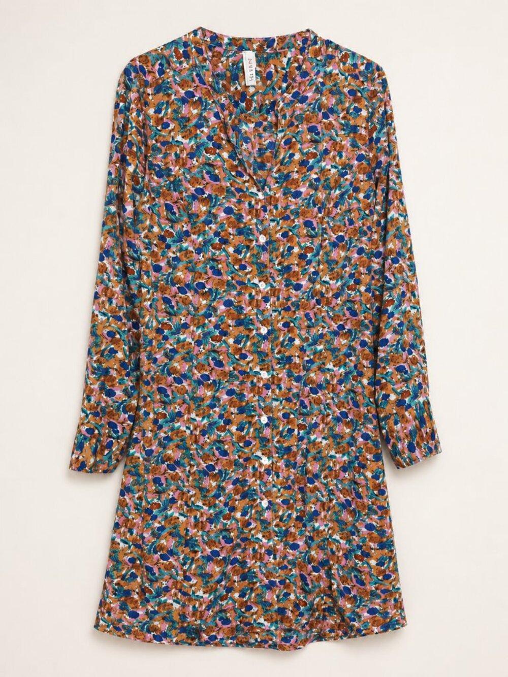 RAGA 1X Abstract Floral Button Front Boho Dress